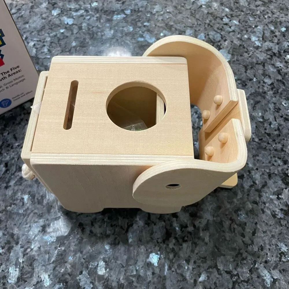 Montessori Elephant Coin Box with Ball by iGRATENS | Wooden Toy for Baby 6M+